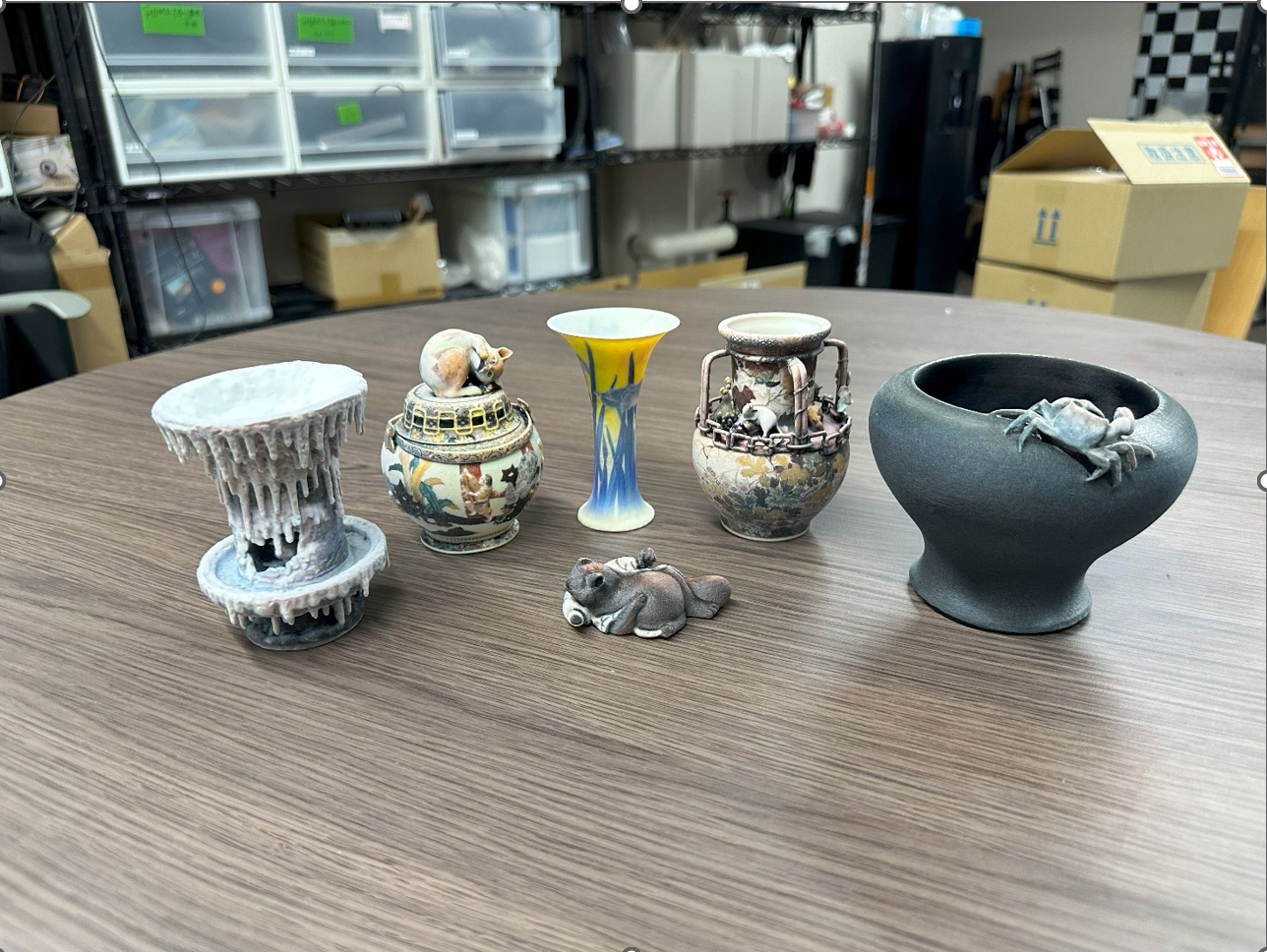 3Dプリントした真葛焼のレプリカ各種